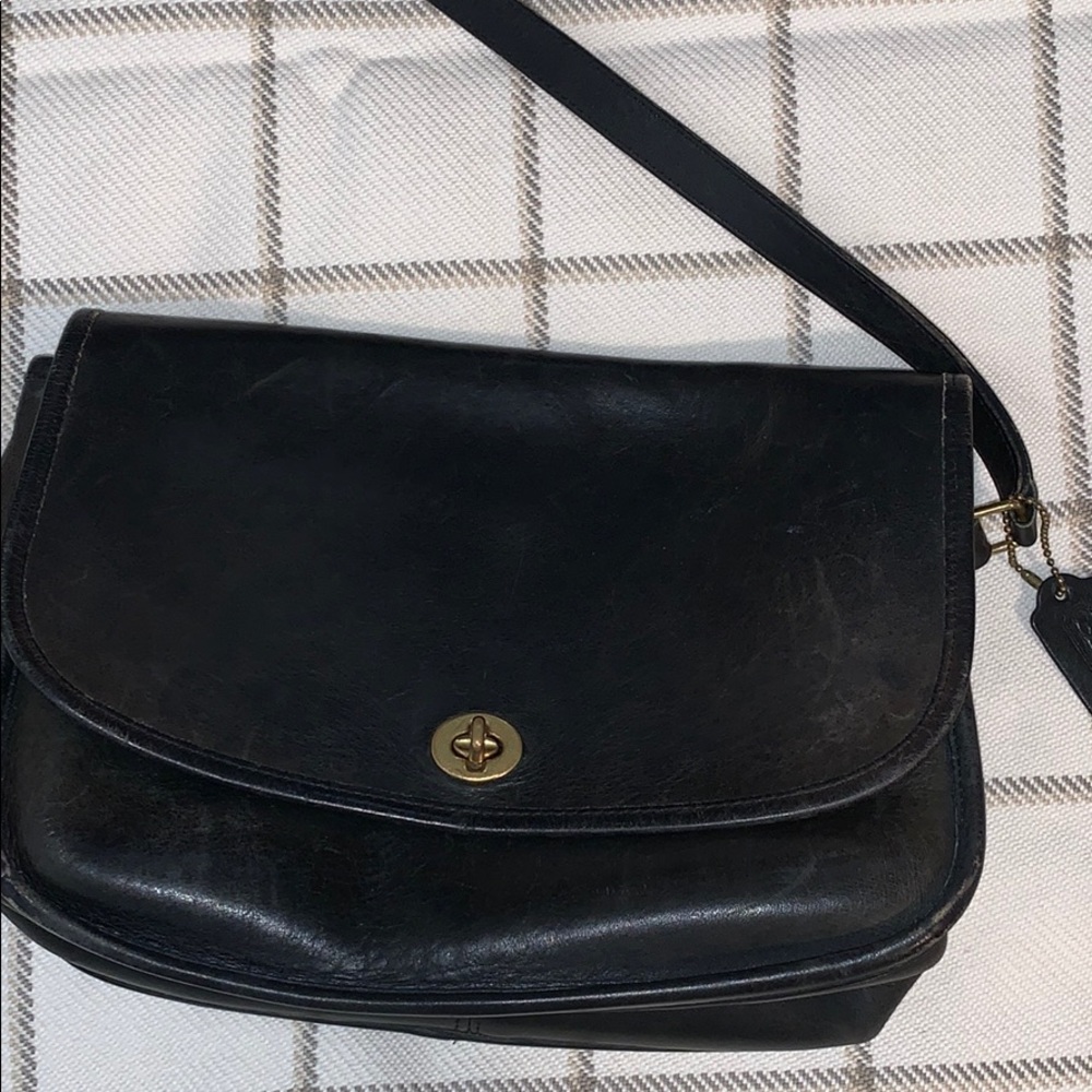 Vintage coach leather handbag black